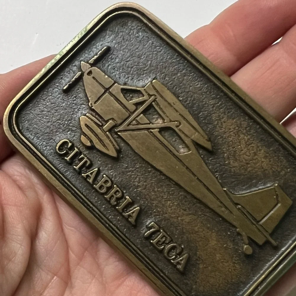 Vintage Brass Belt Buckle Aviation CITABRIA 7ECA Plane Flight Airplane Wings